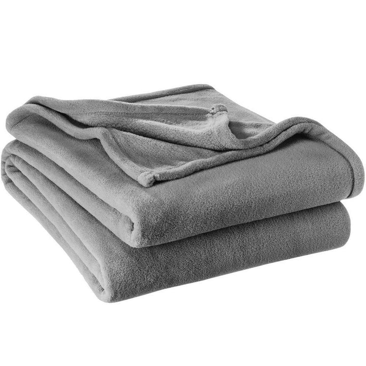 Luxury Grey Solid Color Microplush Blanket Full Queen Size Fleece Throw Sofa Full - Queen - Grey