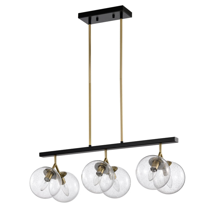 28 Inch Orb Glass Kitchen Island Chandelier 6 Light Black Gold Modern