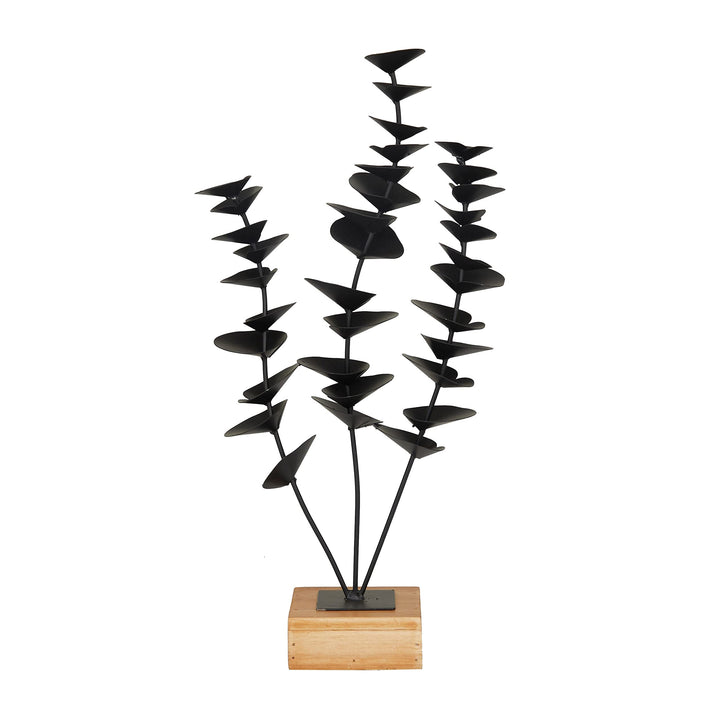 Black Metal Contemporary Floral Sculpture 9 X 4 18 Iron