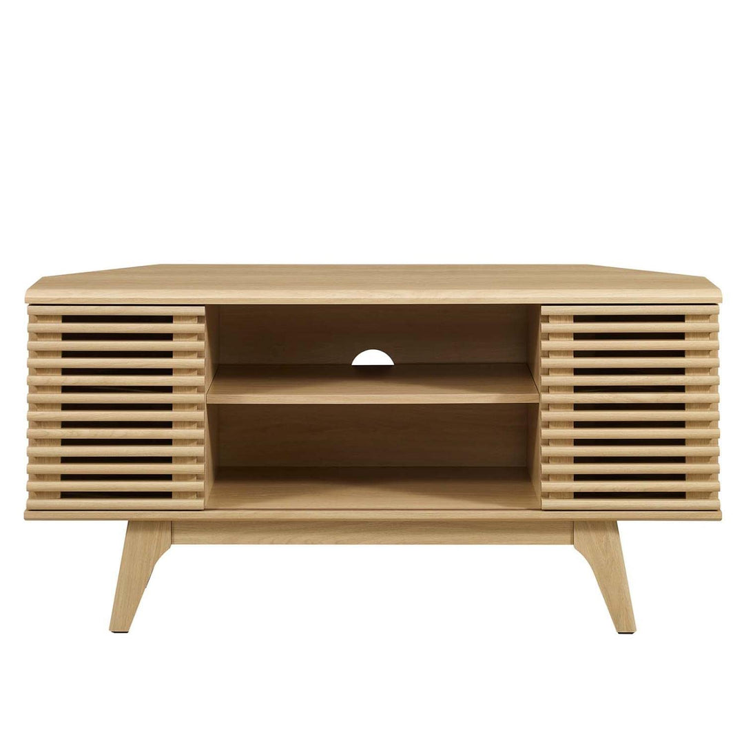 Modway Render Mid-Century Modern Low Profile 46" Corner Media TV Stand in Oak 15