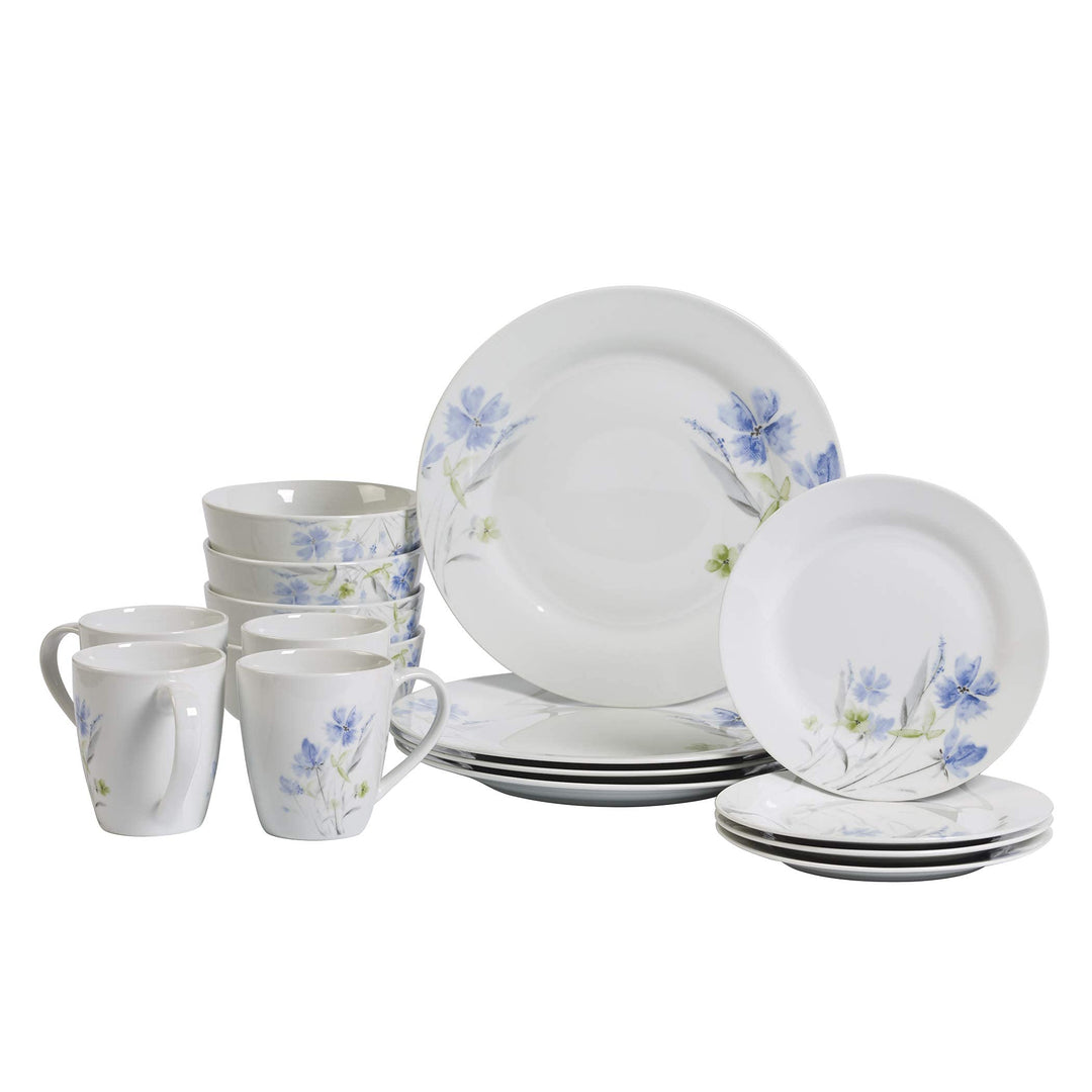 Tabletops Gallery Wildflower - 16 Piece Round Rim Dinnerware Set Service of 4