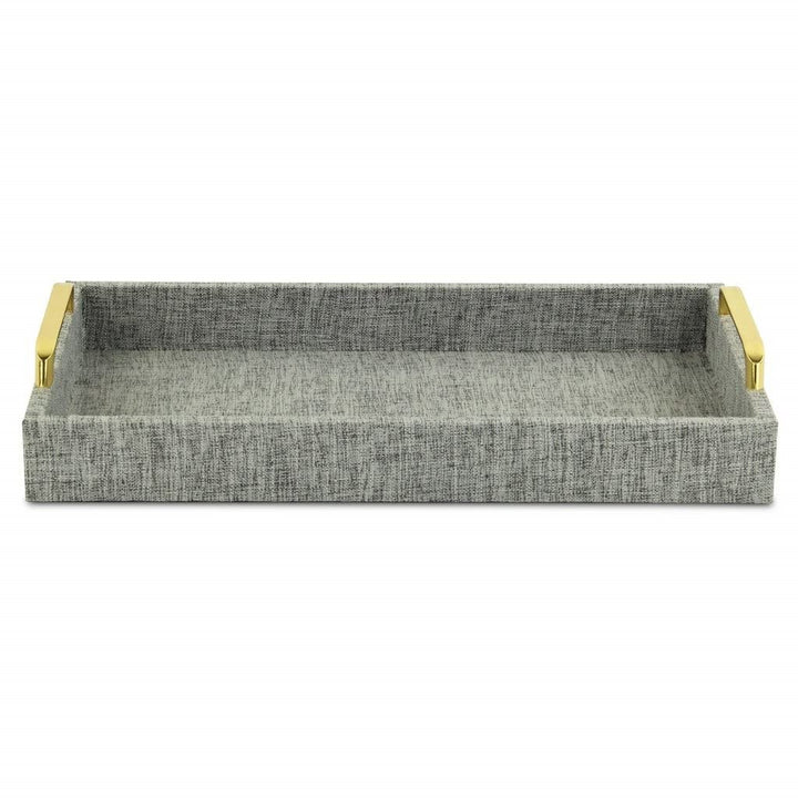 Gray Linen and Wooden Tray 18 W X 14 D 7 H Grey Rectangle Wood