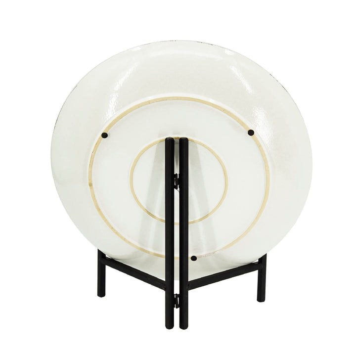 Ceramic Charger With Stand Black/white Black White Round St1ware 1 Piece