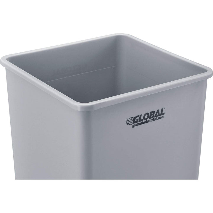 Global Industrial Square Plastic Garbage Can Gray 35 Gallon