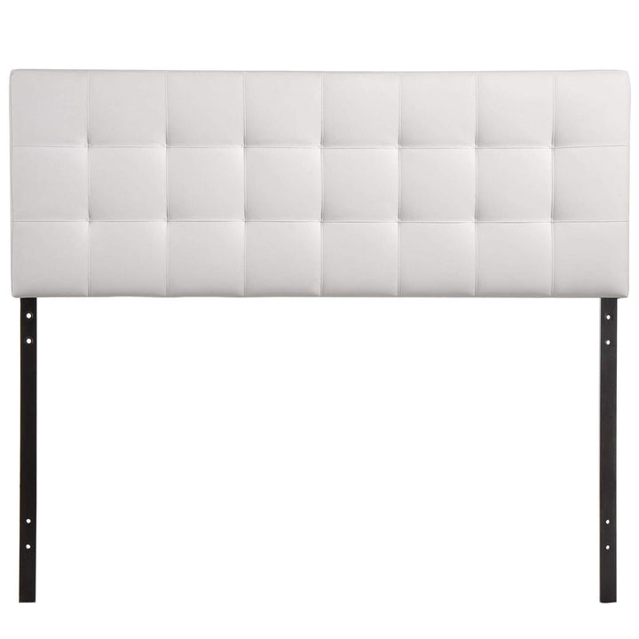 Lily Queen Vinyl Headboard White Modern Contemporary Faux Leather Tufted