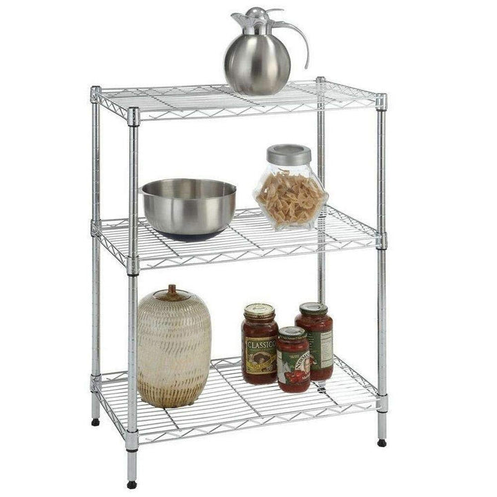 3 Tier Adjustable Wire Multiuse Organizing Rack Shelf Organizer Heavy Duty Steel - Diamond Home USA