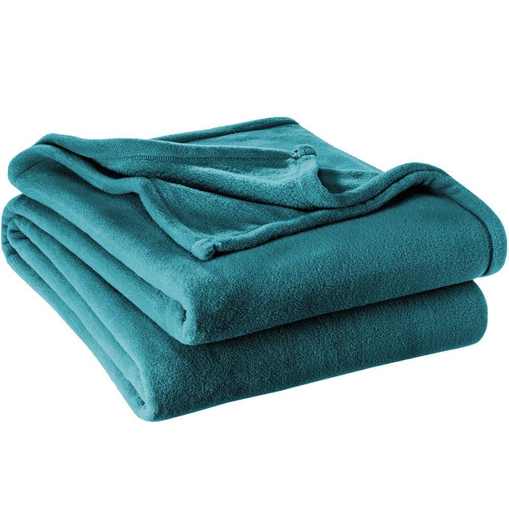 Luxury Blue Solid olor Microplush Blanket Twin/Twin XL Size Fleece Throw Sofa Twin - Twin XL - Emerald