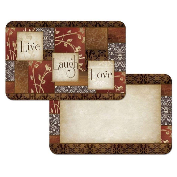 4 Piece Multi Block Patchwork Motif Pattern Placemats Set Elegant Sayings