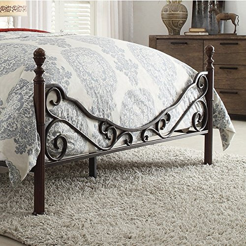 LeAnn Graceful Scroll Bronze Iron Bed Frame (King)