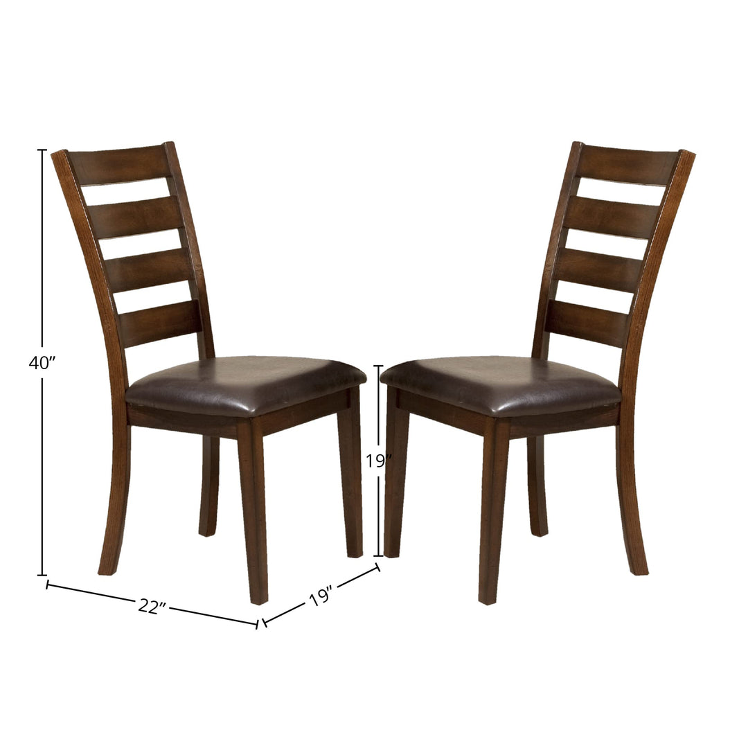 Intercon Furniture Kona PU and Wood Ladder Back Side Chair in Brown (Set of 2)