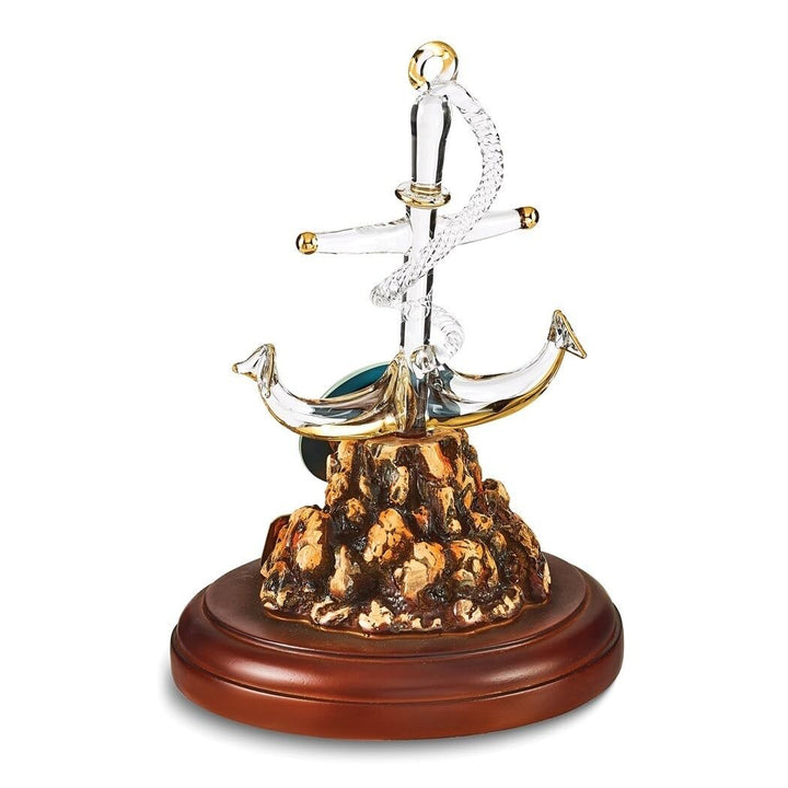 Us Navy Veteran with Anchor Glass Figurine Brown