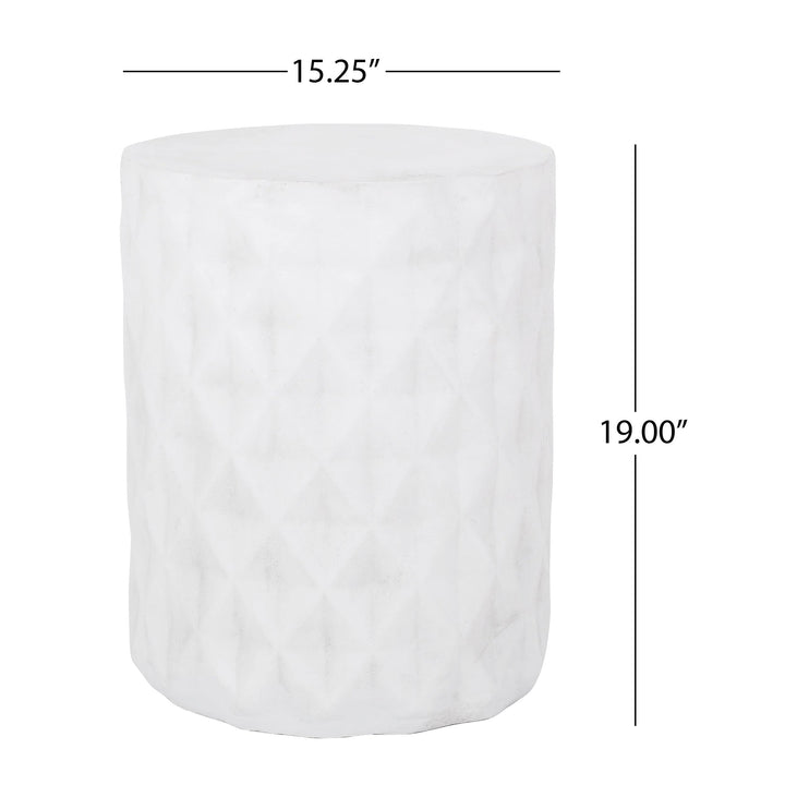 Outdoor Lightweight Concrete Side Table White Modern Contemporary Round