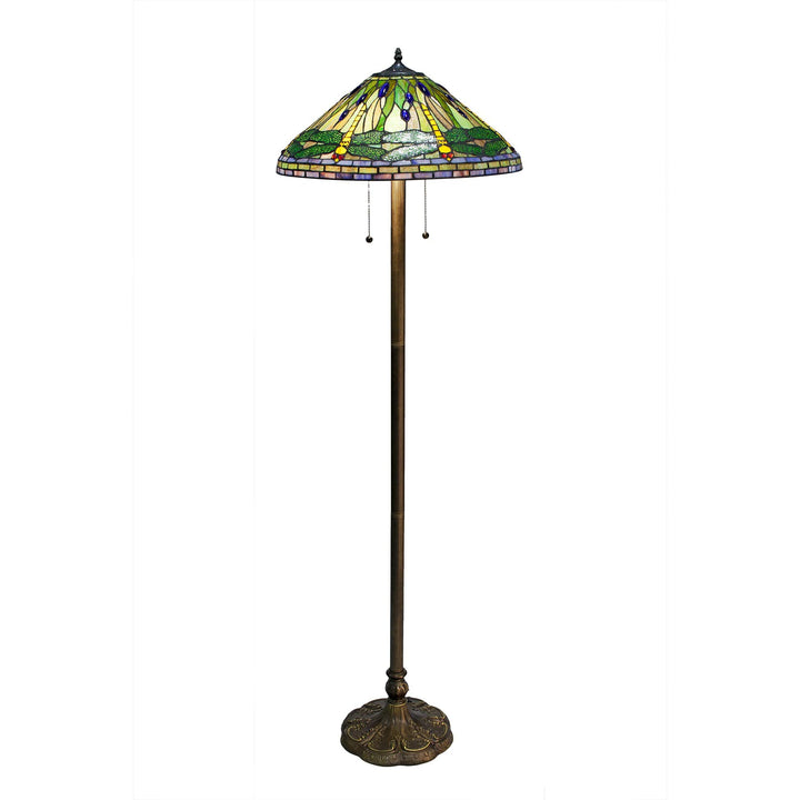 Tiffany-Style Green Dragonfly Floor Lamp Tiffany Traditional Bronze