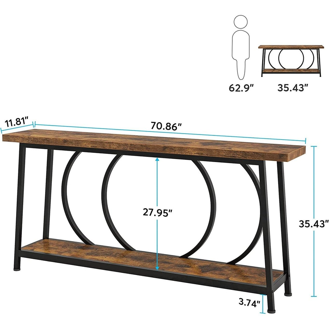 70.9 Inch Sofa Console Table with Storage for Entryway Hallway Living Room Brown - Diamond Home USA