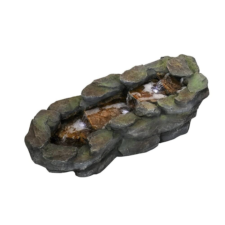 9.4in Tall Indoor/outdoor Resin Stone River Rock Fountain W/led Lights Grey - Diamond Home USA