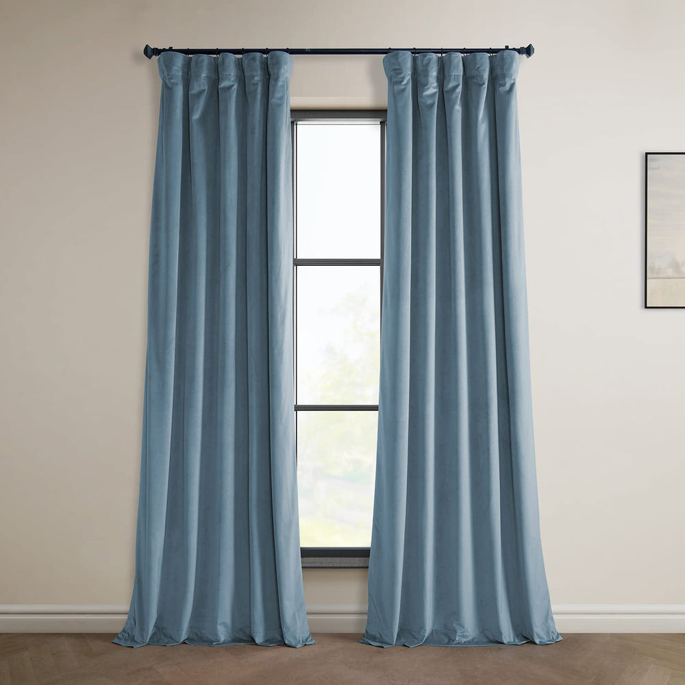 HPD Half Price Drapes Heritage Plush Velvet Curtains 108 Inches Long Room 50 X 108 - Denmark Blue