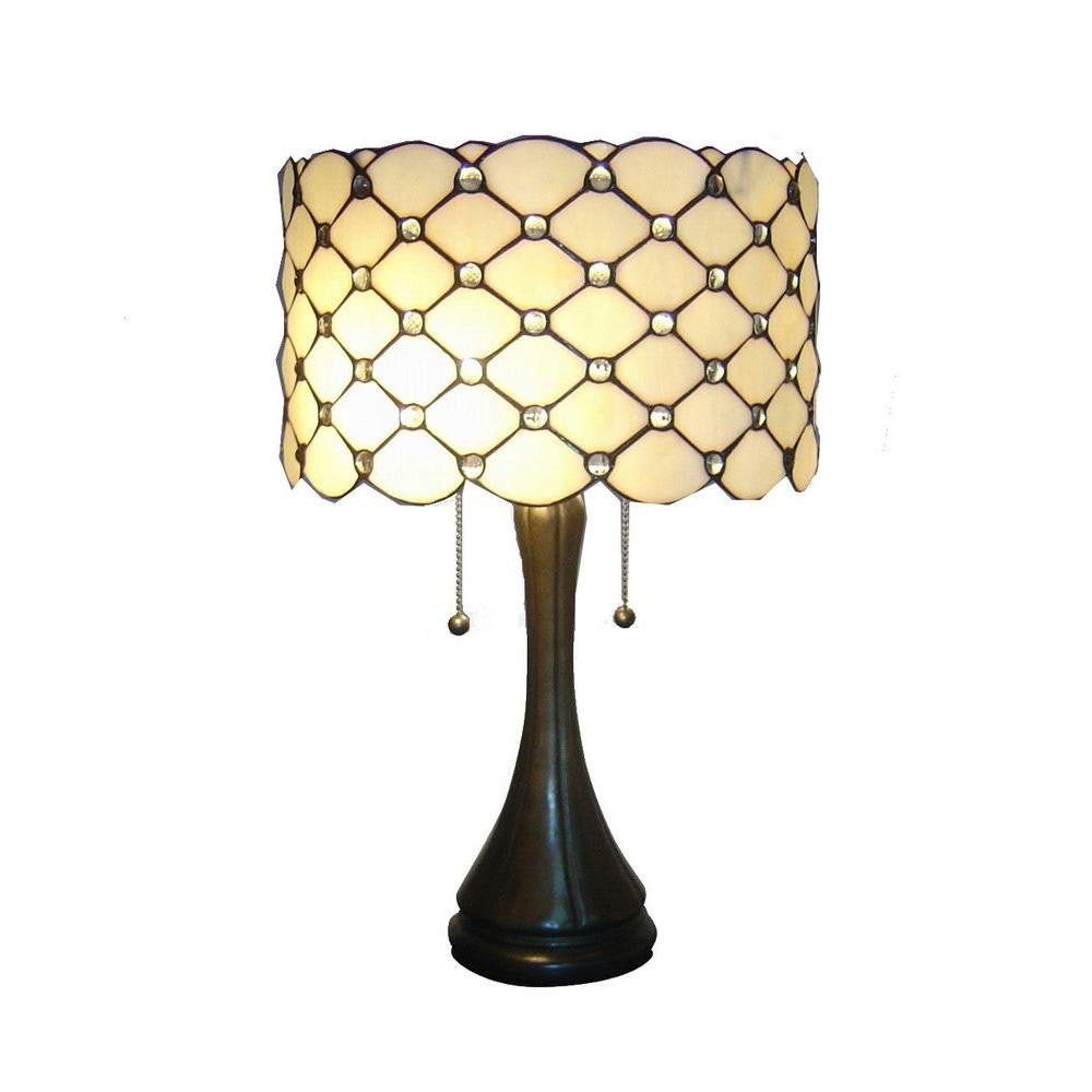 Warehouse of Tiffany TF7048TL Tiffany Style Jeweled Table Lamp Bronze