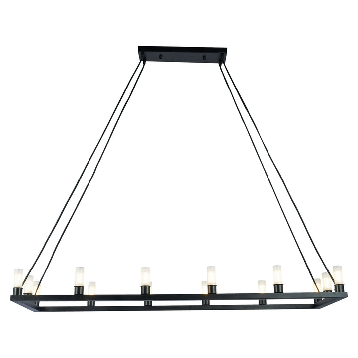 Black 14-light Linear Frame 47-inch Chandelier Industrial Mid-century Modern