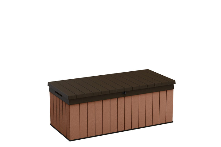 Keter Darwin 100 Gallon Resin Large Deck Box - Organization and Storage for 25.7 in. L x 56.2 in. W x 21.4 in. H - Brown