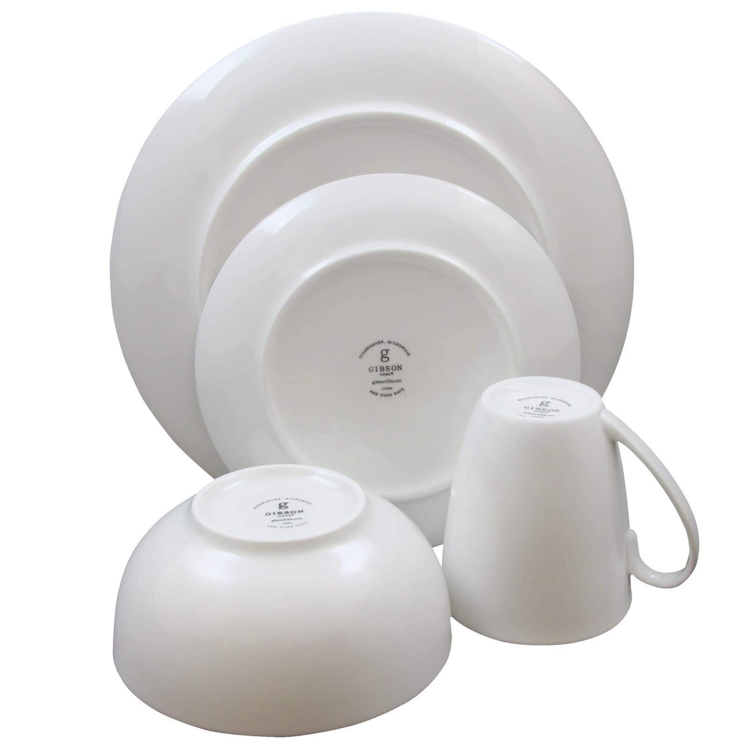 16 Piece Dinnerware Set in White Solid Casual Round Ceramic Microwave Safe - Diamond Home USA