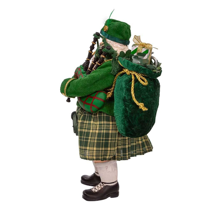 Kurt Adler 10.5-Inch Fabriché Musical Irish Bagpiper Santa