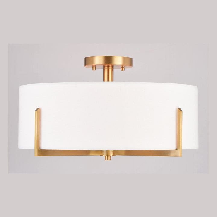 18-in W Natural Brass Mid-century Modern Semi Flush Mount Ceiling ght White - Diamond Home USA