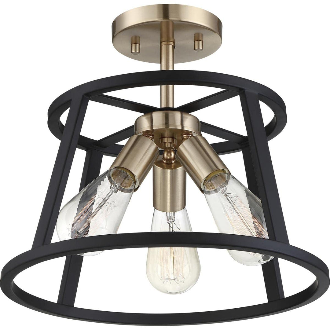 Nuvo 60/6643 Chassis 3 Light Semi-Flush Mount Fixture Copper Brushed Brass