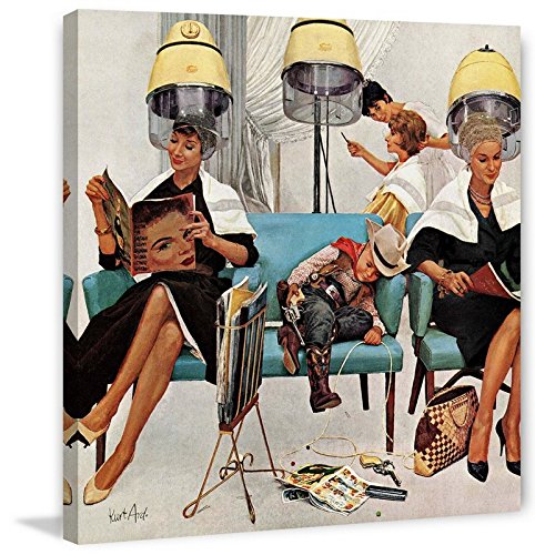 Marmont Hill Vintage-Americana 'Cowboy Asleep in Beauty Salon' Canvas Wall Art 24 x 24