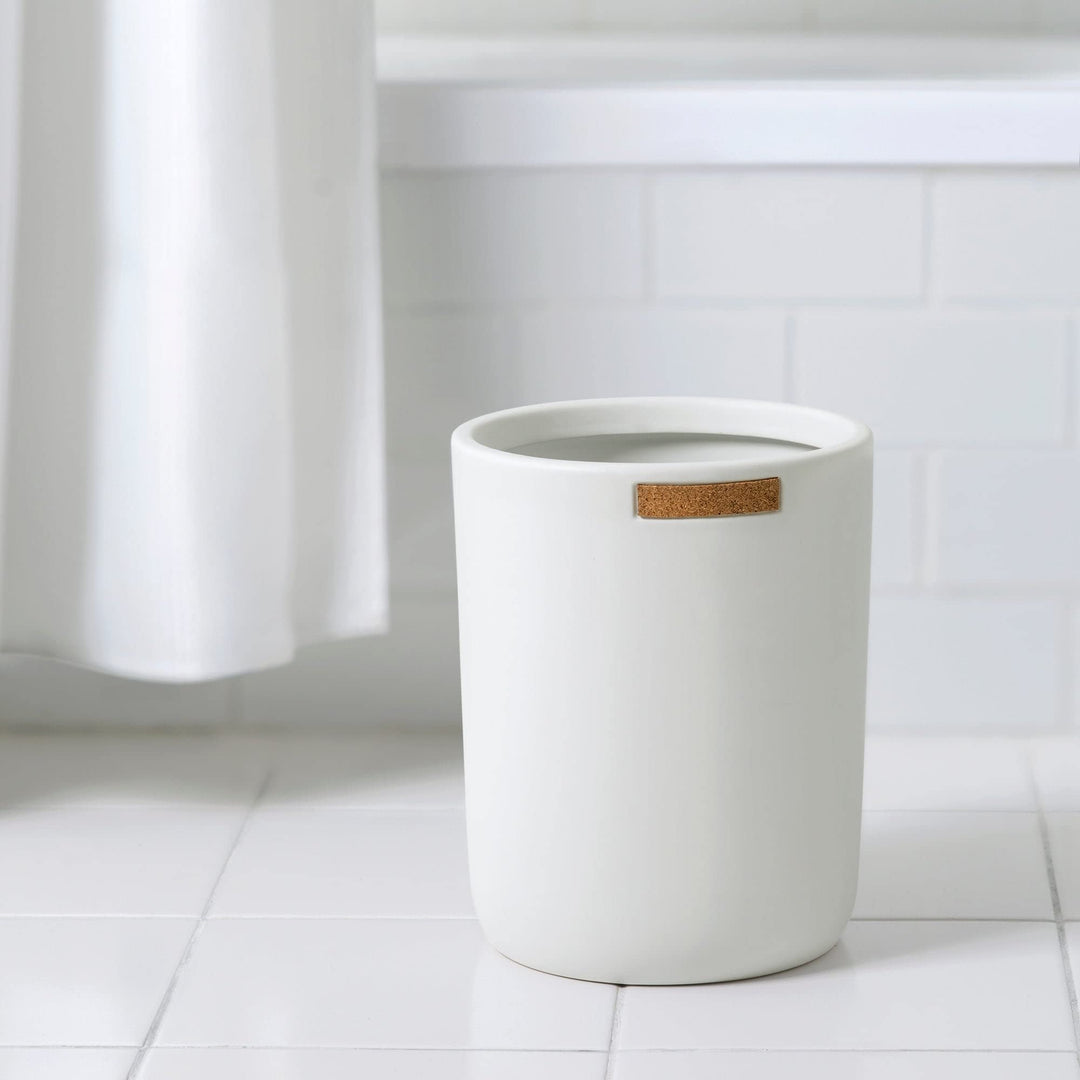 Wastebasket White Nature Modern Contemporary Ceramic Single Piece