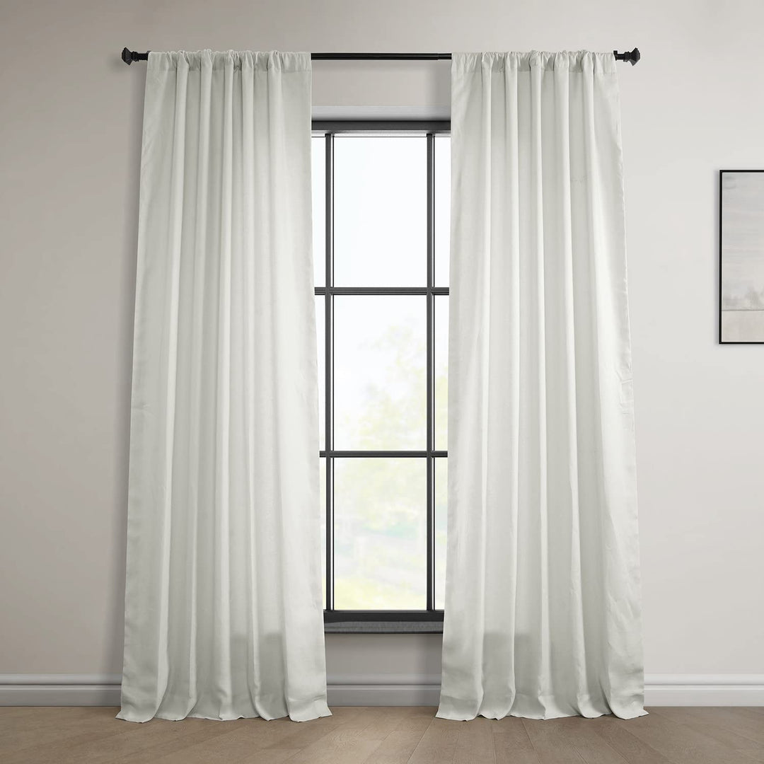 HPD Half Price Drapes 100% Euro Linen Room Darkening Curtains for Bedroom & 50 X 108 - Warm White