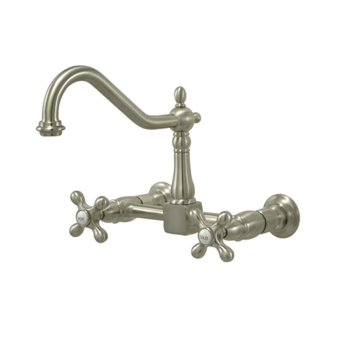 Kingston Brass KS1246AX Heritage Bridge Kitchen Faucet Polished Nickel