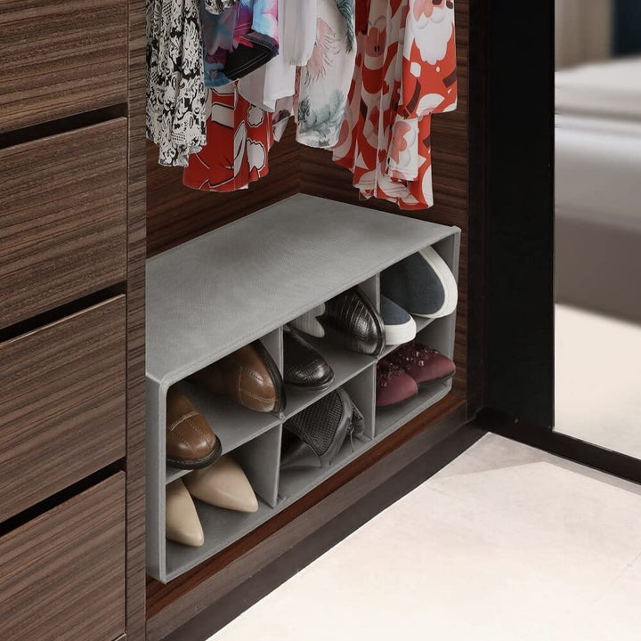 Shoe Organizer Bin 6 Section Cubby Shelves Foldable Portable Detachable Closet