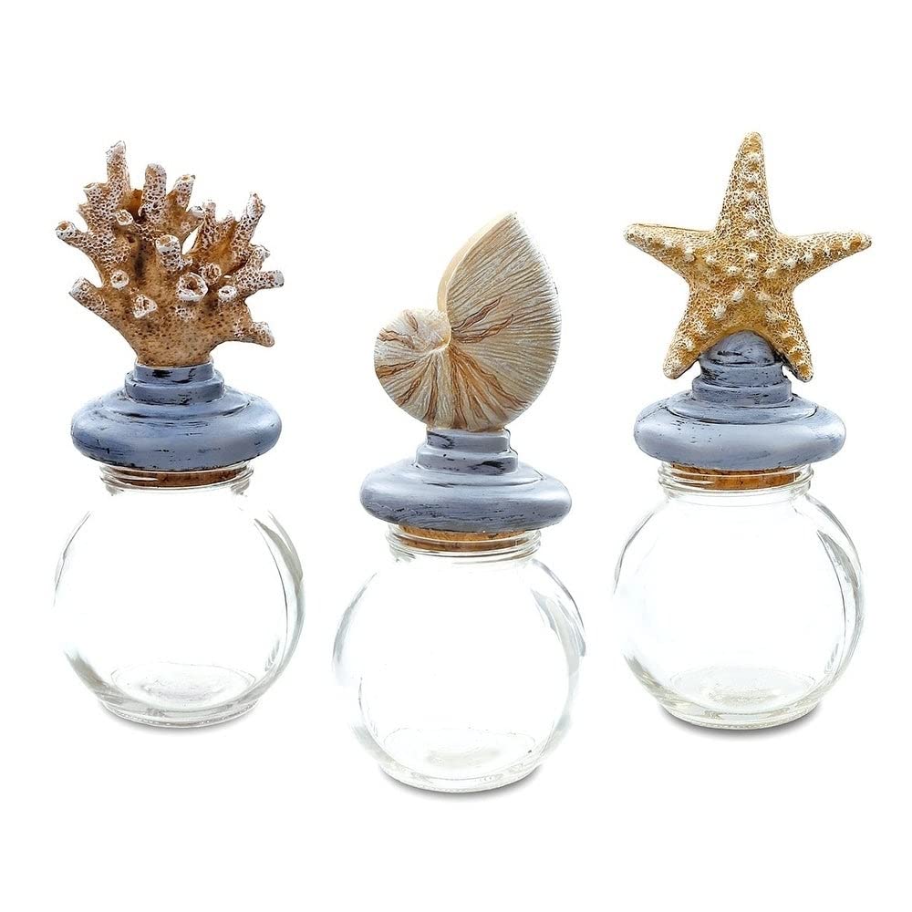 Resin Ocean Jars Nautical (3pc Set) Multi Color Glass