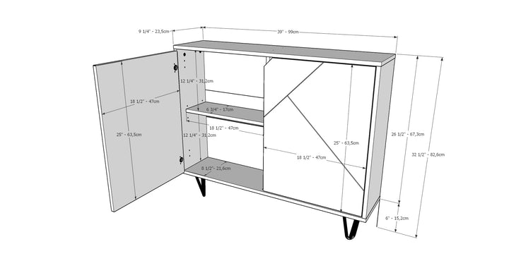 Nexera 132206 Slim 2-Door Storage Accent Cabinet Floating and Wall Mount Bar