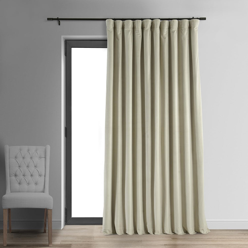 HPD Half Price Drapes Signature Velvet Thermal Blackout Curtains for Living Room Cool Beige - 100 x 96