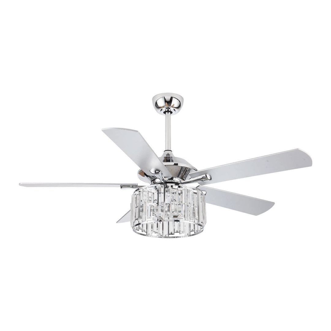 52" Chrome 5-blade Reversible Ceiling Fan with Remote 52 in White Modern - Diamond Home USA