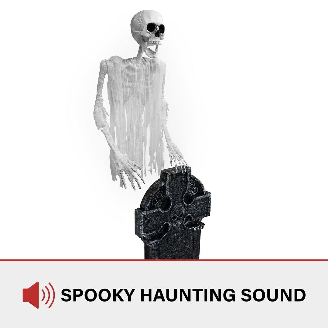 Floating Skeleton Ghost Over Tombstone Indoor Or Covered Outdoor Premium