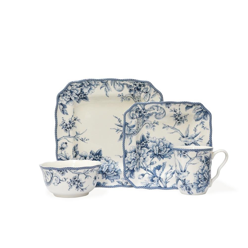 Adelaide 16-Piece Blue and White Dinnerware Set (Service for 4)