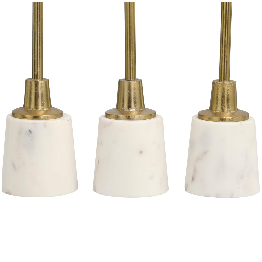 Gold Slim Candle Holder with White Marble Base (Set of 3)