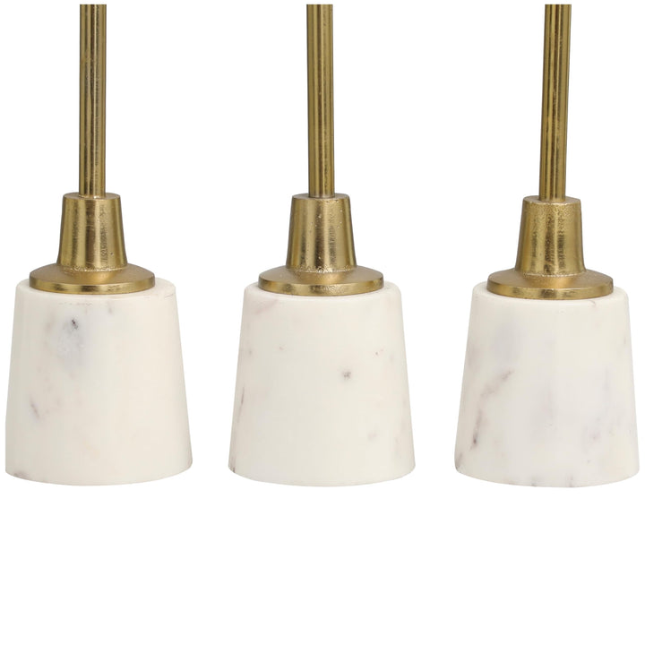 Gold Slim Candle Holder with White Marble Base (Set of 3)