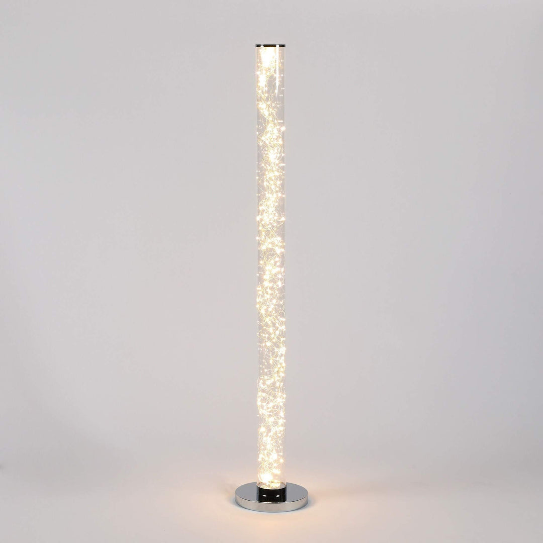 Led Column Floor Lamp Crystal White Reading Light with Rope Chrome Standing Lamp