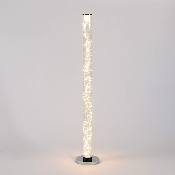 Led Column Floor Lamp Crystal White Reading Light with Rope Chrome Standing Lamp