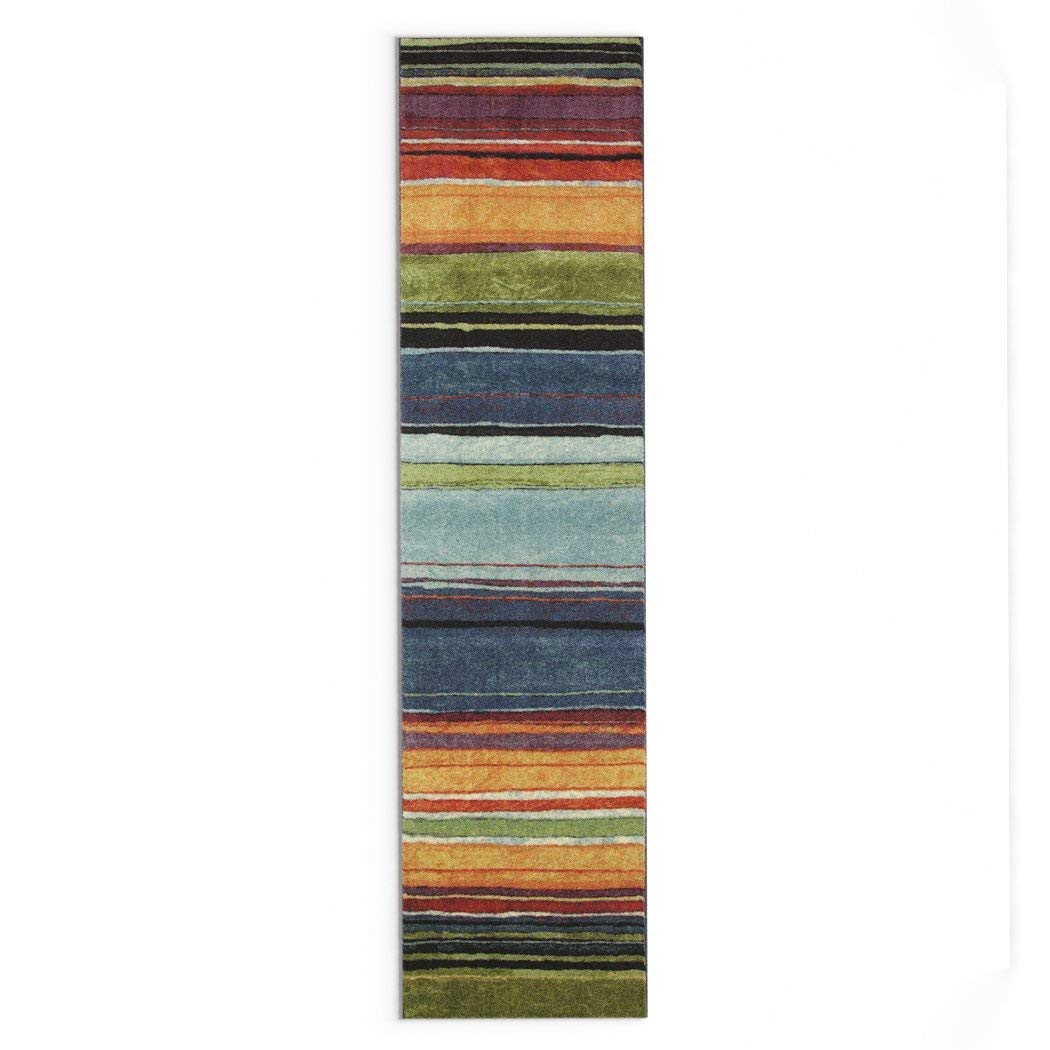 1 Piece Native Rainbow Striped Runner Rug Multi Colored Hallway Entrance Way - Diamond Home USA