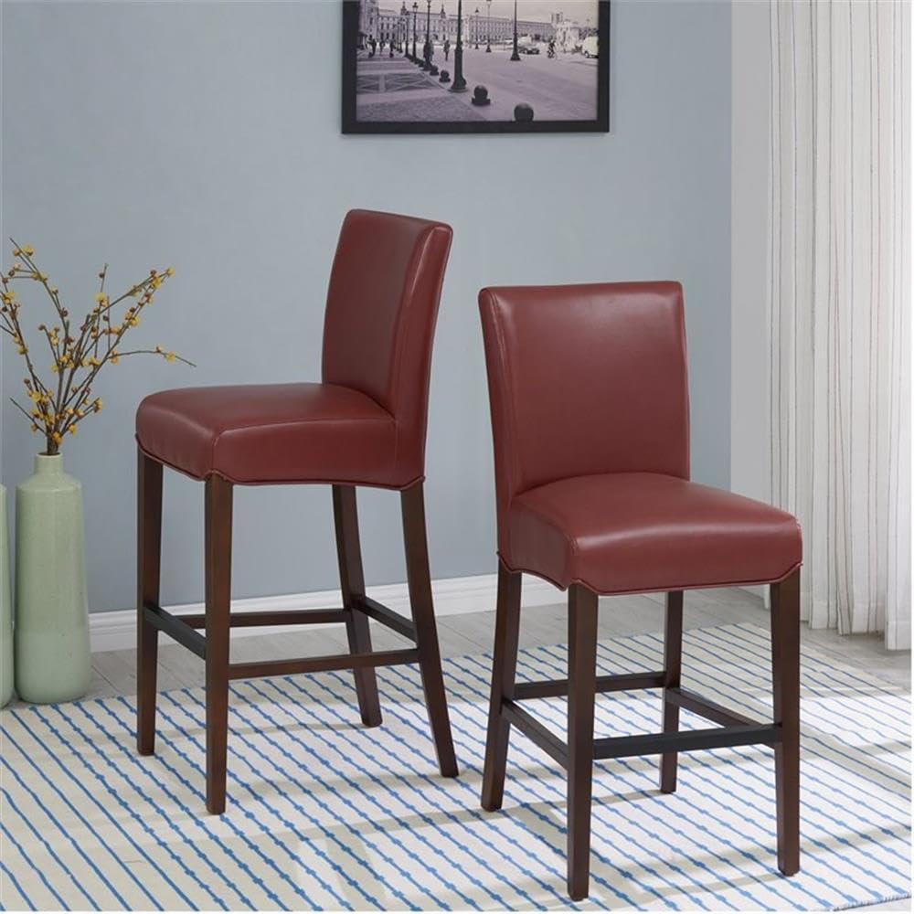 New Pacific Direct Milton Bonded Leather Counter Bar & Counter Stools Dark Brick pomegranate