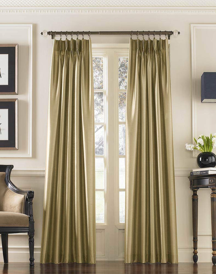 Curtainworks Marquee Faux Silk Pinch Pleat Curtain Panel 30 by 95" Sand 95 Inches - Sand