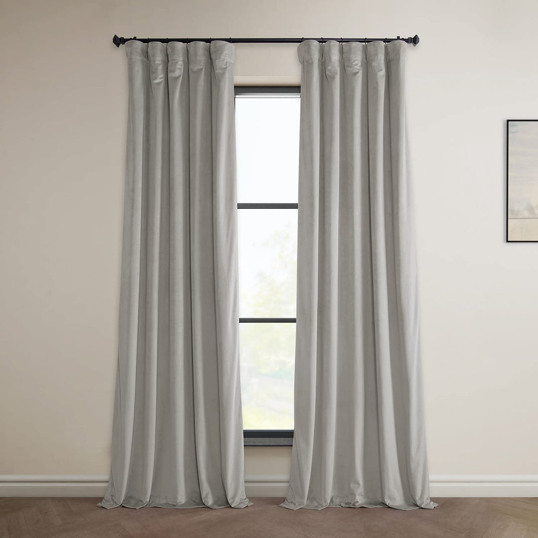 HPD Half Price Drapes Heritage Plush Velvet Curtains 108 Inches Long Room 50 X 108 - City Grey