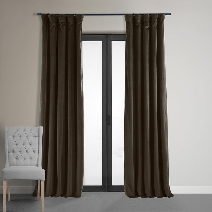 HPD Half Price Drapes Signature Blackout Velvet Curtains 96 Inches Long Heat & 50 X 96 - Java