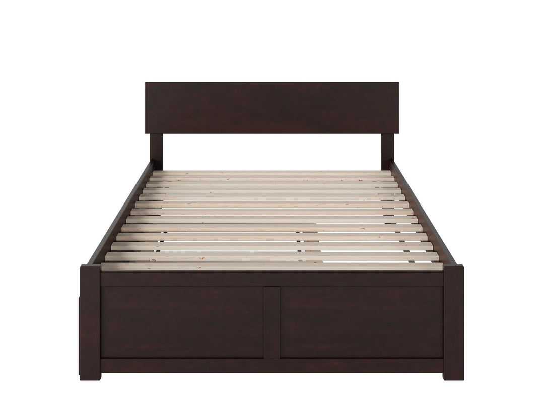 AFI Orlando Queen Size Platform Bed with Footboard & Twin XL Trundle in Espresso - Diamond Home USA