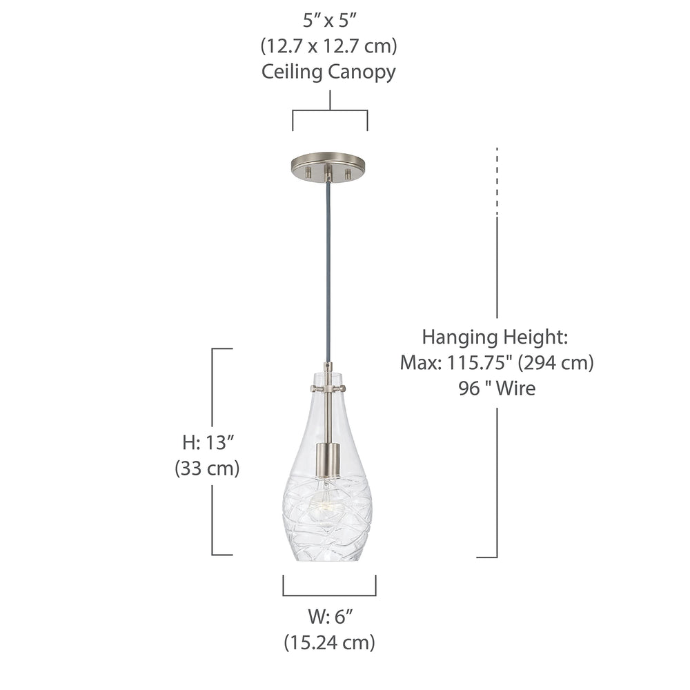 Austin Allen AA1006BN Kier Transitional Clear Teardrop Mini Pendant Lighting Brushed Nickel - Diamond Home USA