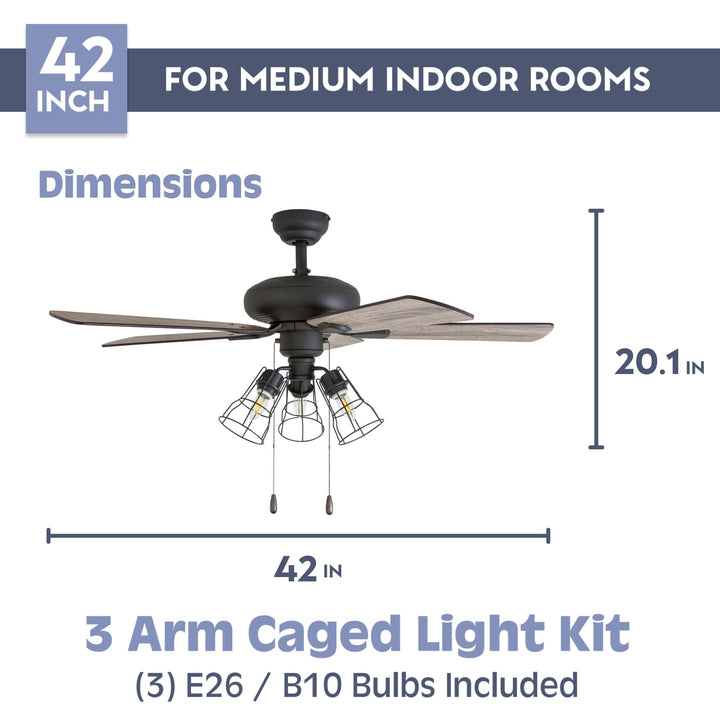 Prominence Home Madison County 42 Inch Industrial Style LED Ceiling Fan with